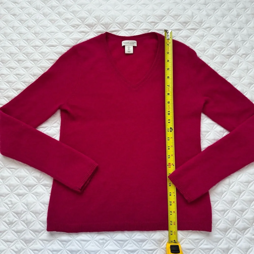 Adrienne Vittadini 100% Cashmere V-Neck Long Sleeve Pullover Sweater Pink Size L